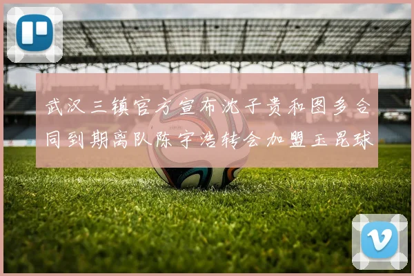 武汉三镇官方宣布沈子贵和图多合同到期离队陈宇浩转会加盟玉昆球队